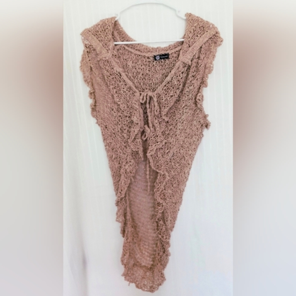 Tanami Long Hooded Crochet Vest - NWOT